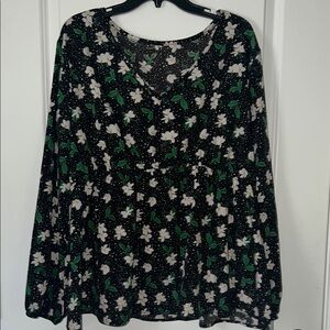 SHEIN Black and White Long Sleeve Relaxed Blouse